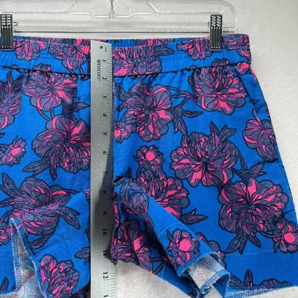 J.Crew Shorts Womens Size 4 Floral Print Elastic Waist Mini Linen Cotton Blue - Picture 9 of 11
